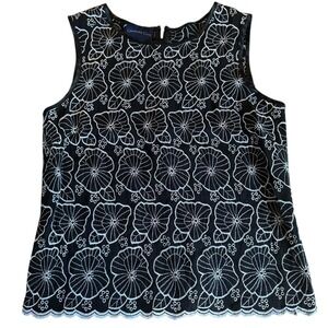 Charter Club‎ Black Floral Lace Sleeveless Top Women's Size M